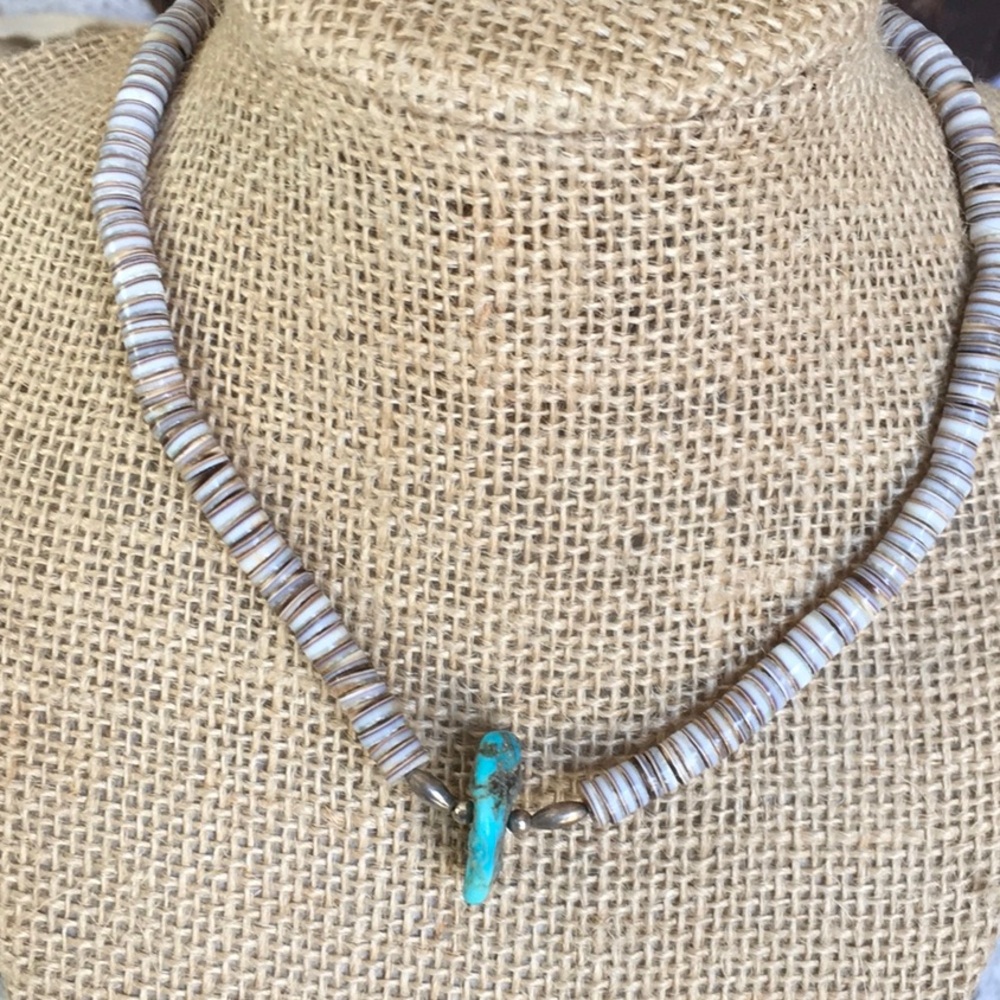 Authentic Vintage Native American Turquoise Nugget and Heshi Bead Choker